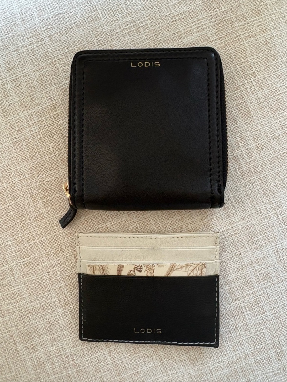 Lodis Black Leather Zip Around Wallet + Card Holder Set RFID Blocking Minimalist